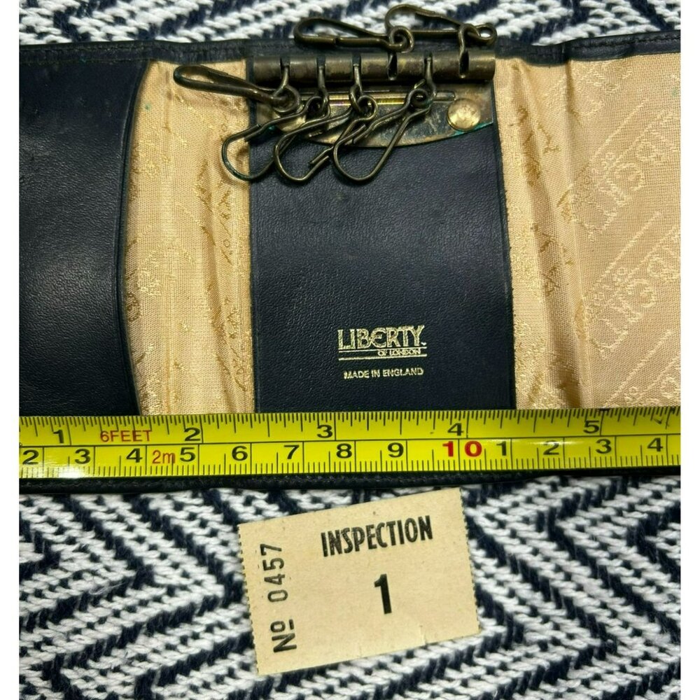Vintage Liberty Of London Leather & Fabric Key Wallet Art Nouveau Design Made In - Picture 3 of 5